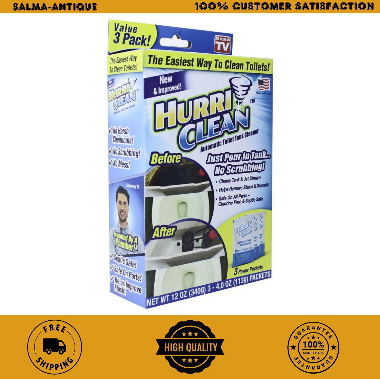 HurriClean 13 oz. Automatic Toilet Tank All-Purpose Cleaner (3-Pack)