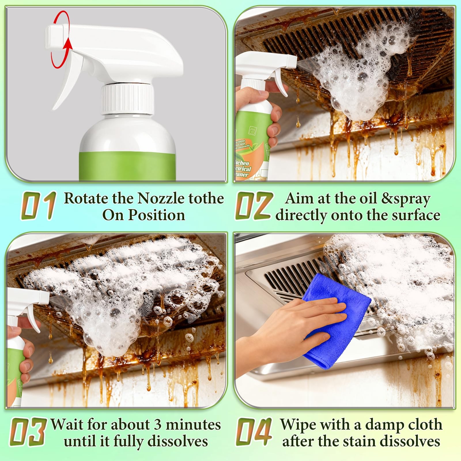 2PCS Kitchen Cleaner Spray,Multifunctional Kitchen Appliance Cleaner,Kitchen …