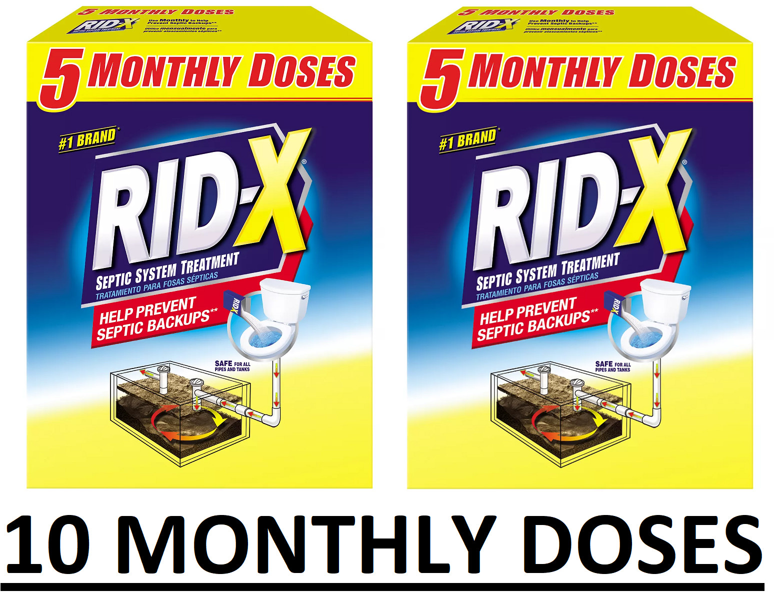 2 PACK – RID-X Septic Treatment, 5 Month Supply Powder 49 oz (Total 98 oz) Ridx