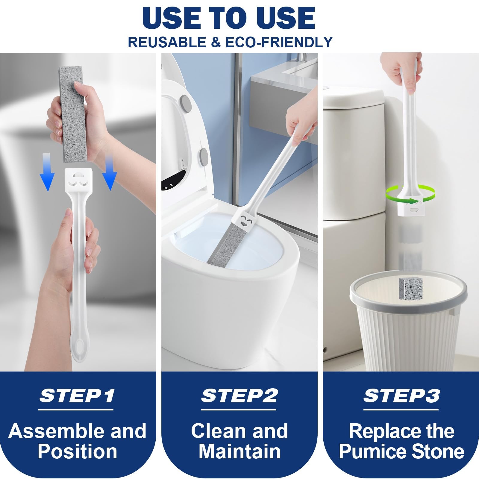 10 Pack Pumice Stone Toilet Bowl Cleaner with 2 Extra Long Handle,Pumice Ston…