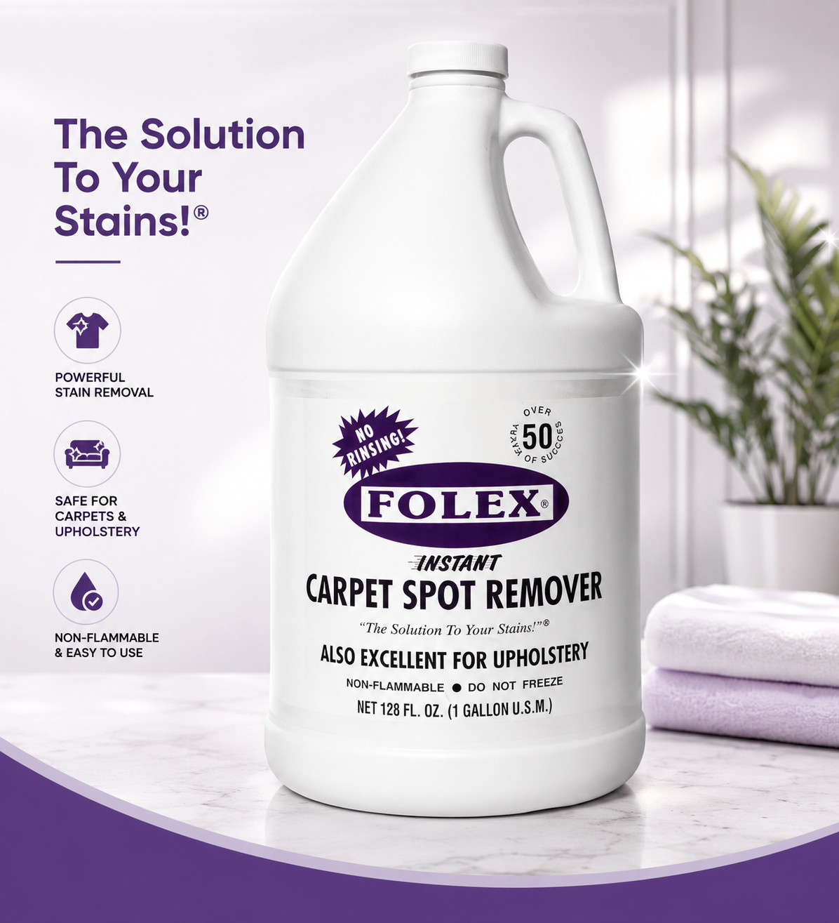 Folex Instant Carpet Spot Remover 1 Gallon Carpet & Upholstery Stain Cleaner