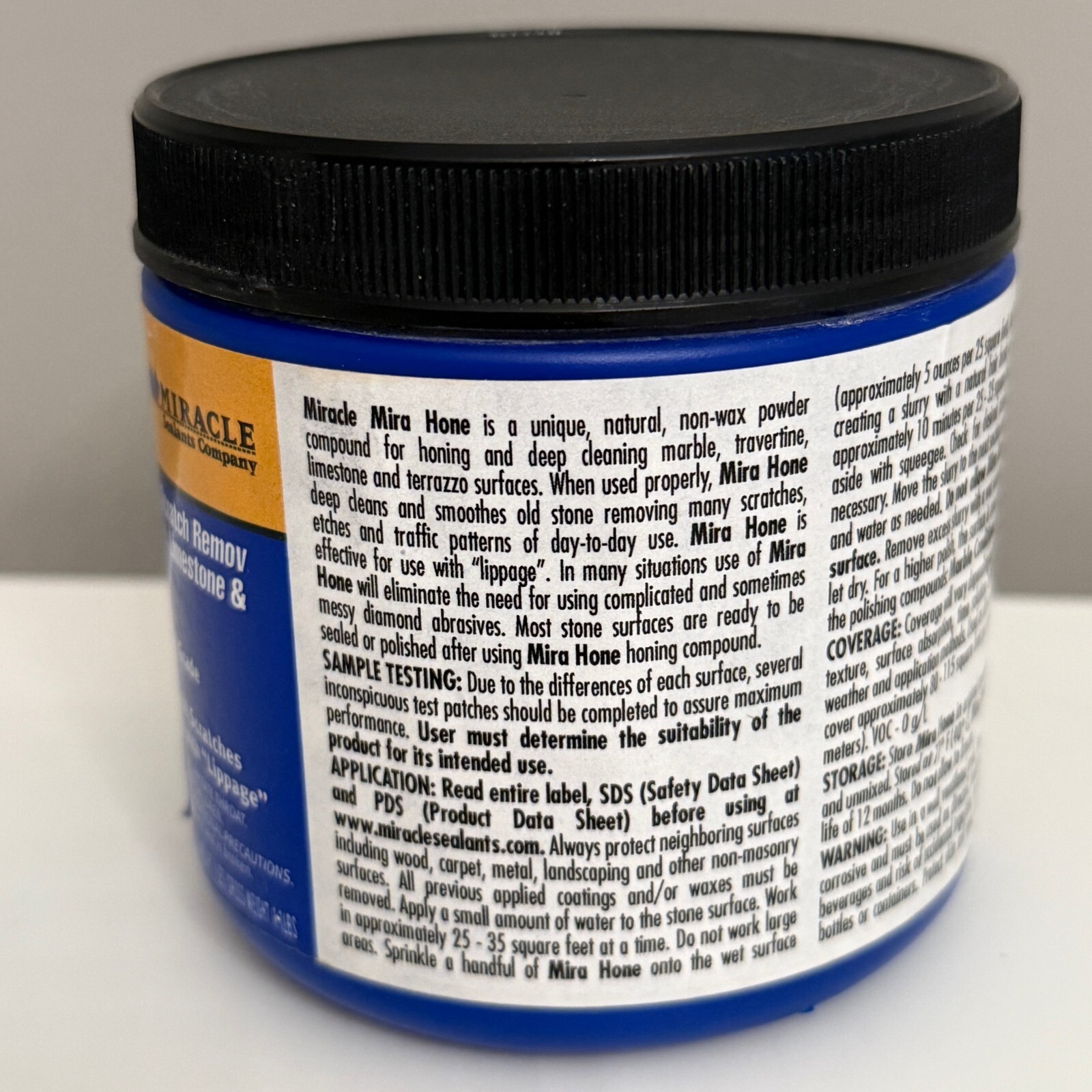 MIRACLE SEALANTS MIRA HONE RESTORATION COMPOUND 1LB FOR NATURAL STONE SURFACES