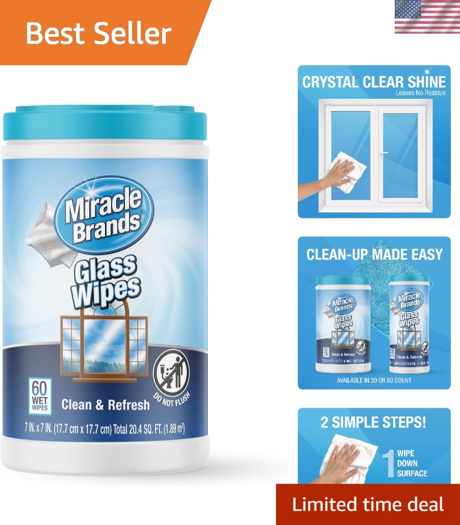 Fresh Scent Glass Cleaning Wipes – 60 Pack for Effortless Streak-Free Shine