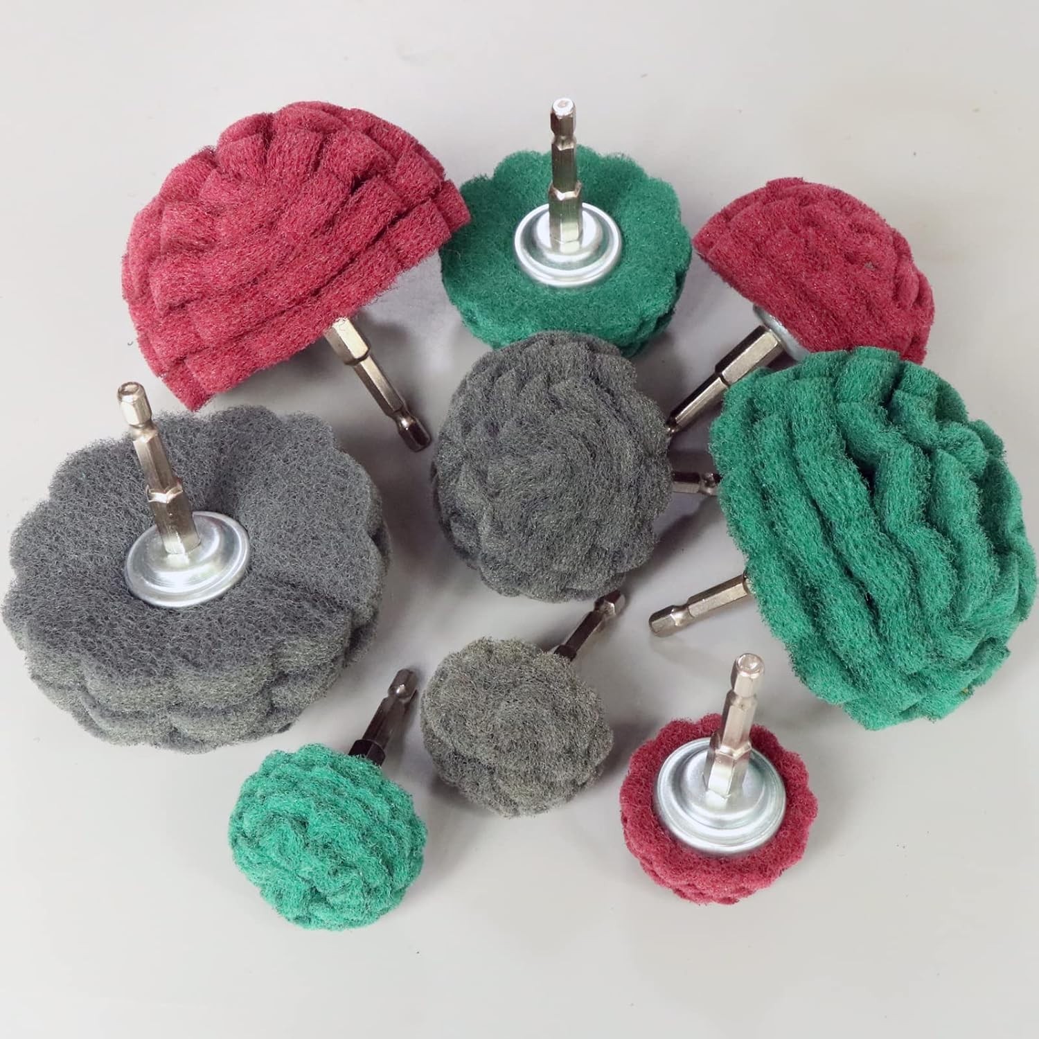 Abrasive Drill Buffing Set 9pcs Non Woven Metal Surface Cleaning Accessories