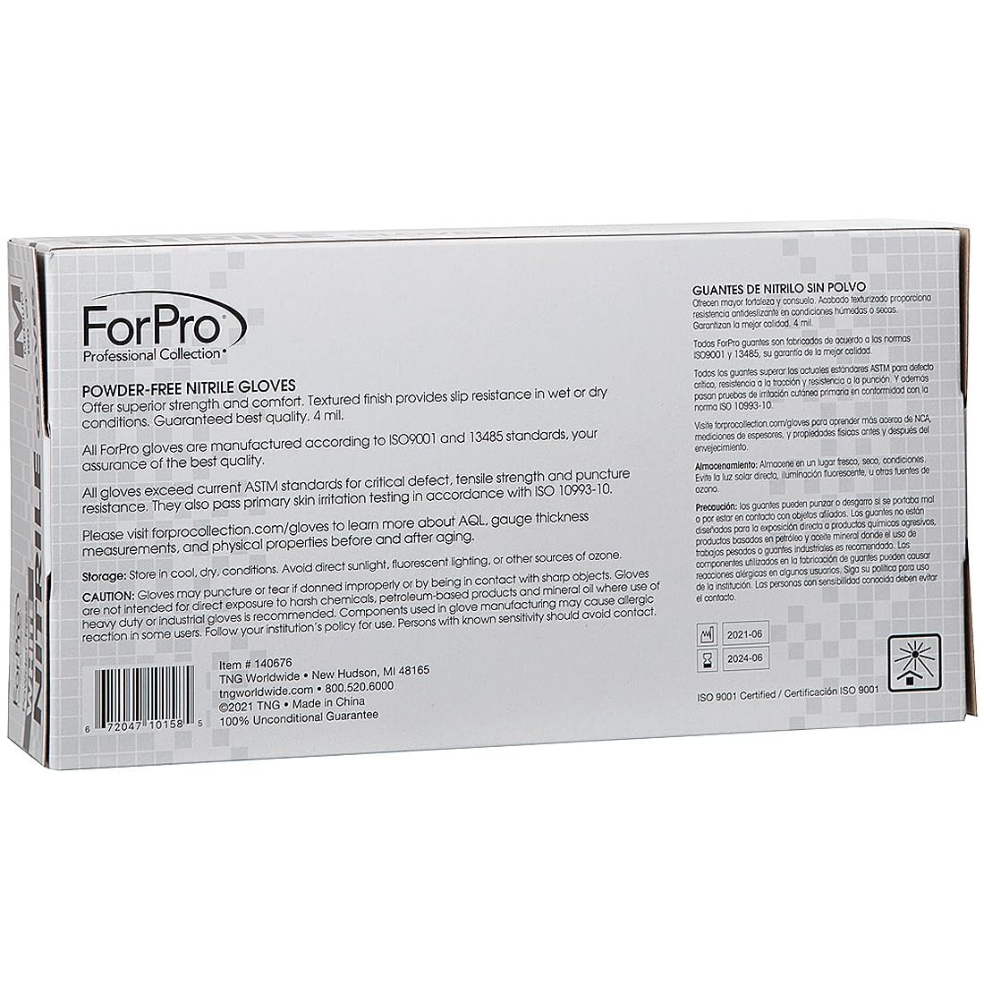 ForPro Disposable Nitrile Gloves, Chemical Medium (Pack of 100), White
