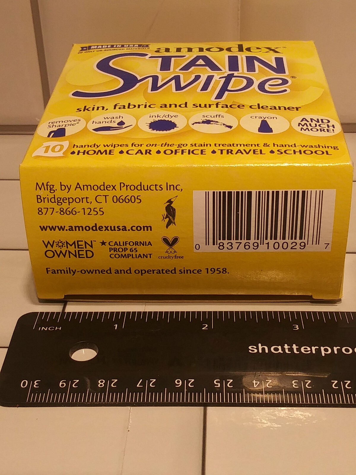 Amodex Stain Swipes – Skin, Fabric and Surface Cleaner – 10 Wipes – Sealed FS