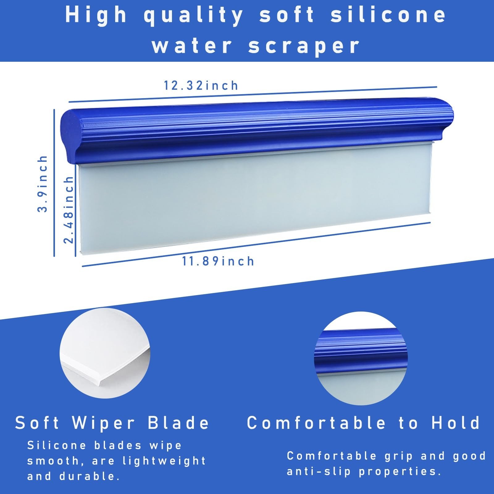 12″ Silicone T-Bar Car Squeegee Water Blade Quick Dry Wiper Glass Window Quick D