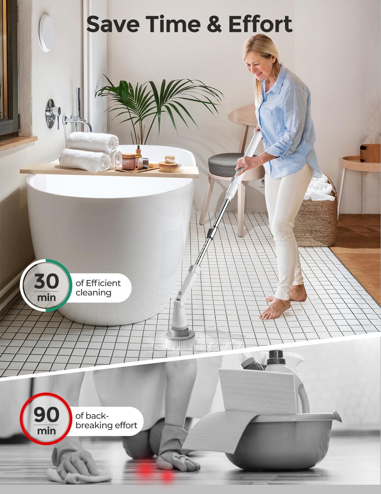 Electric Spin Scrubber Kh8, Upgrade Cordless Shower Scrubber 8 Replacement He…