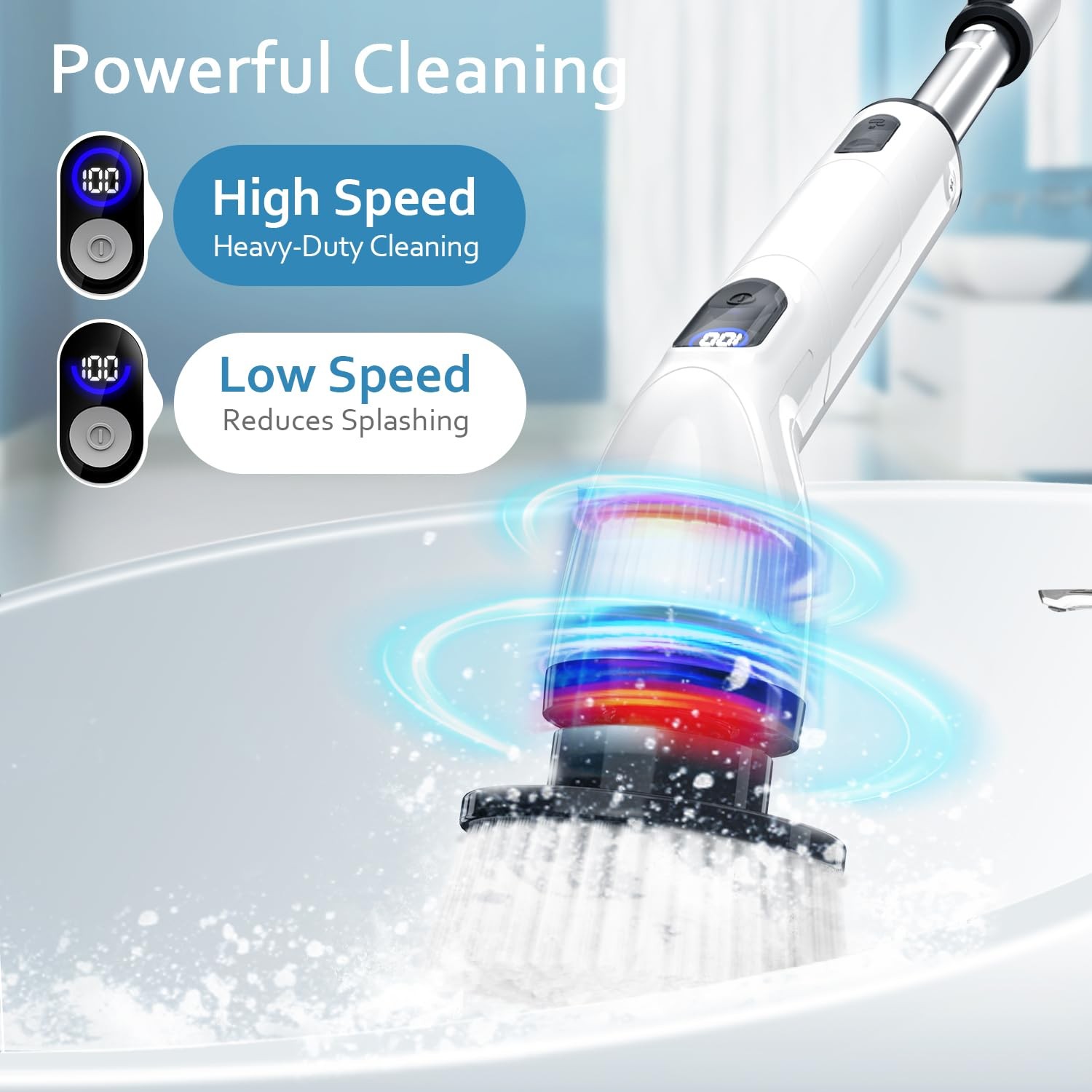 TUYU Electric Spin Scrubber, Full-Body IPX7 Waterproof Bathroom Scrubber with…
