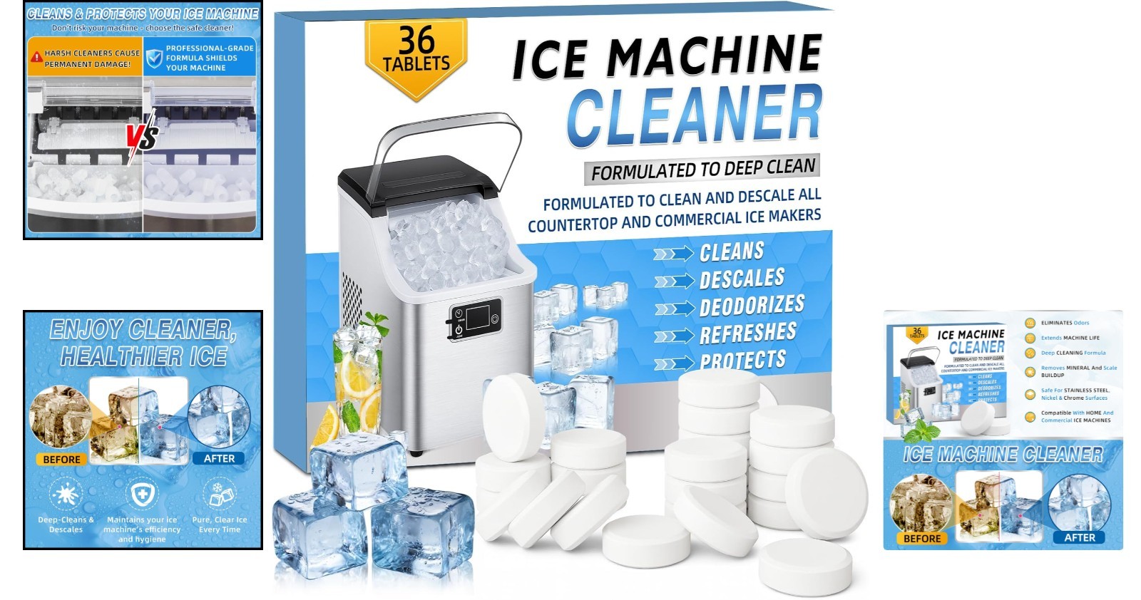 Lemon Scented Ice Machine Cleaner Tablets – 36 Pack, Easy to Use, Eco-Friendly