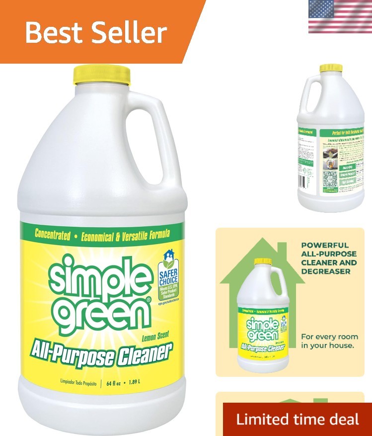 64 Fl Oz Concentrated All-Purpose Cleaner – Powerful Lemon Scent & Biodegradable
