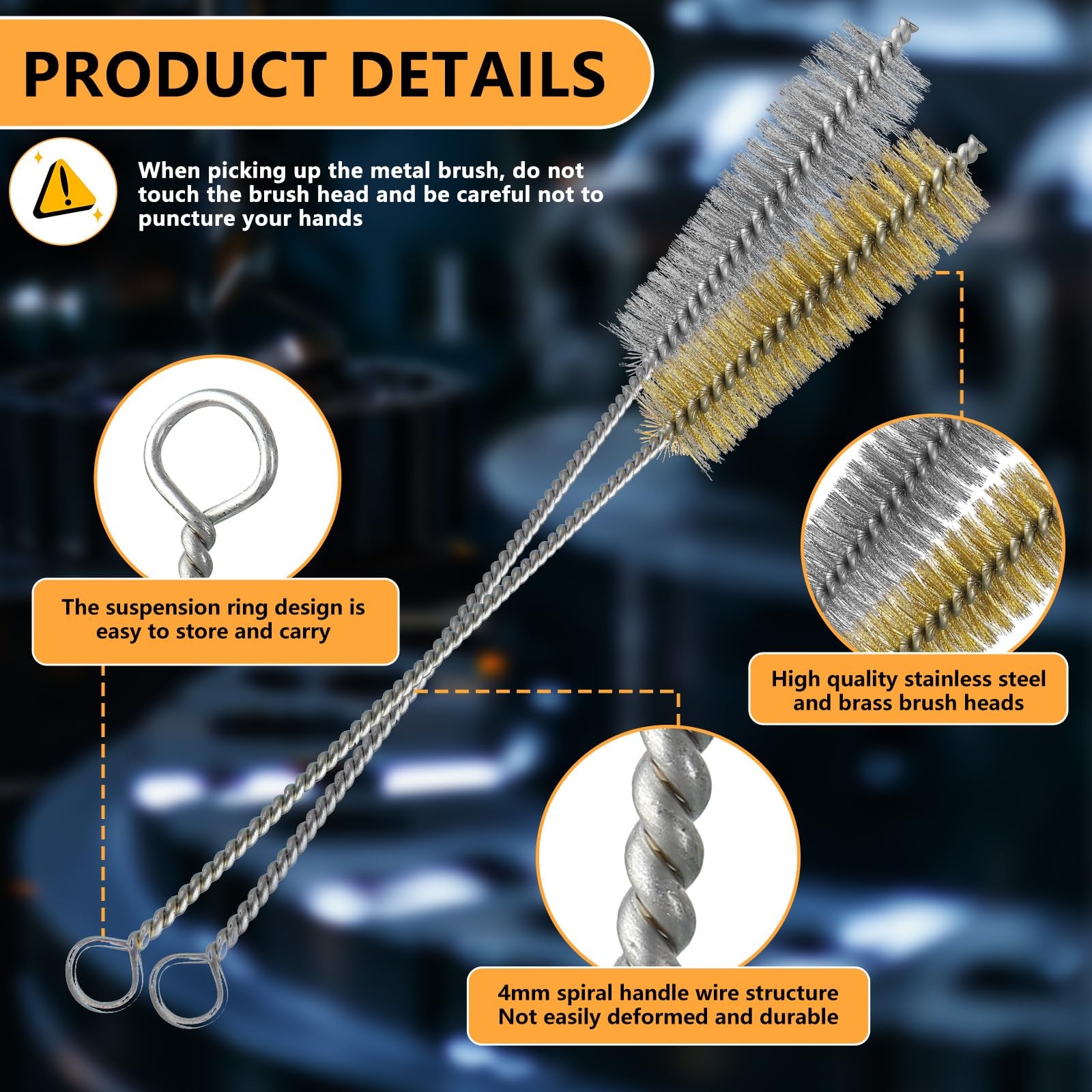 14pcs Brass Wire Brush Stainless Steel Wire Brushes Bottle Brush Set, 12″ Rou…