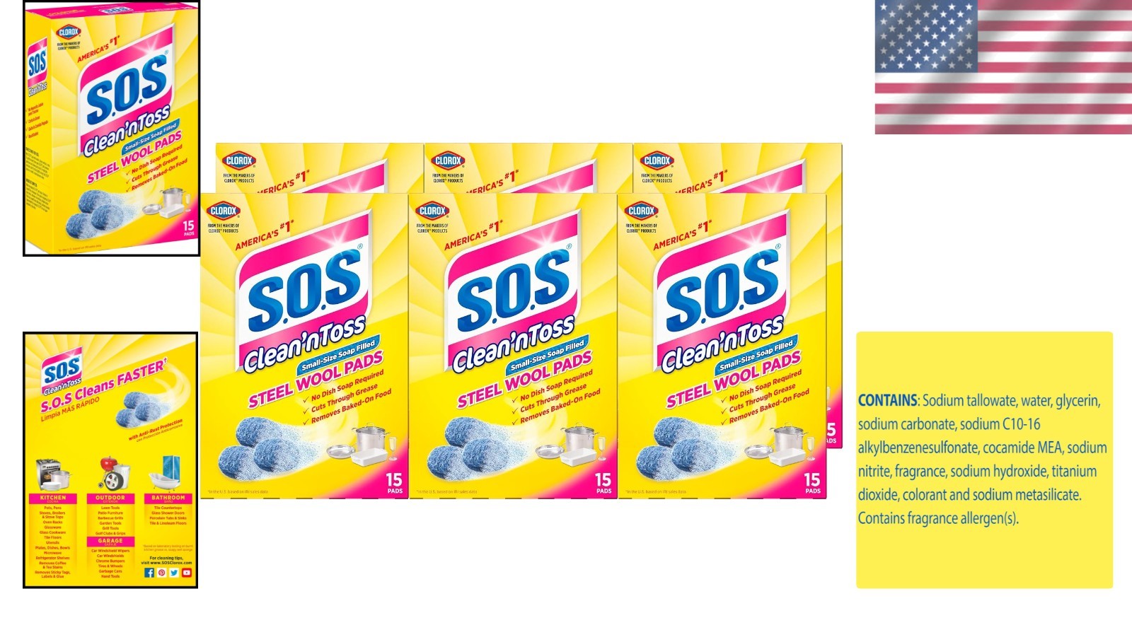 Convenient Steel Wool Soap Pads, 6 Packs