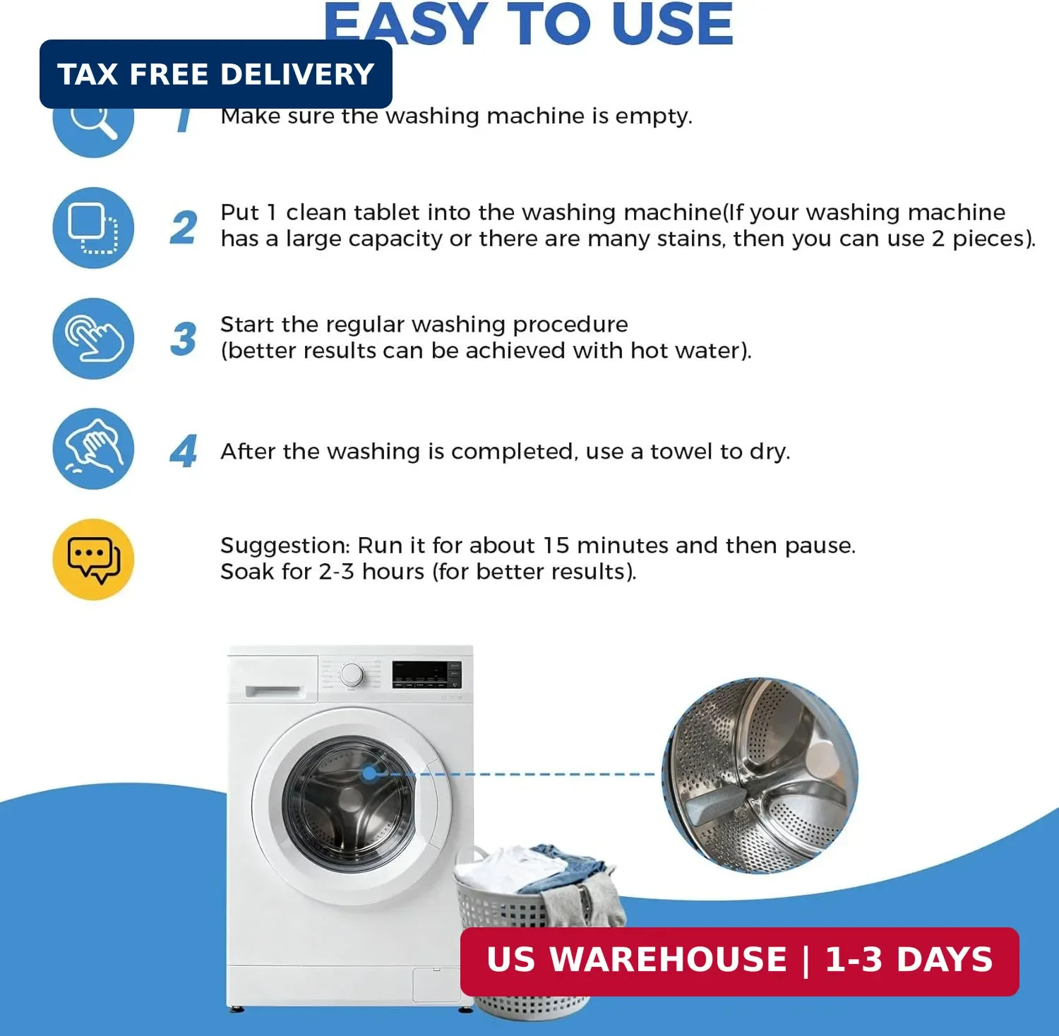 Washing Machine Cleaner Tablets, 24 Pack, Deep Cleaning Descaler and Suitable fo