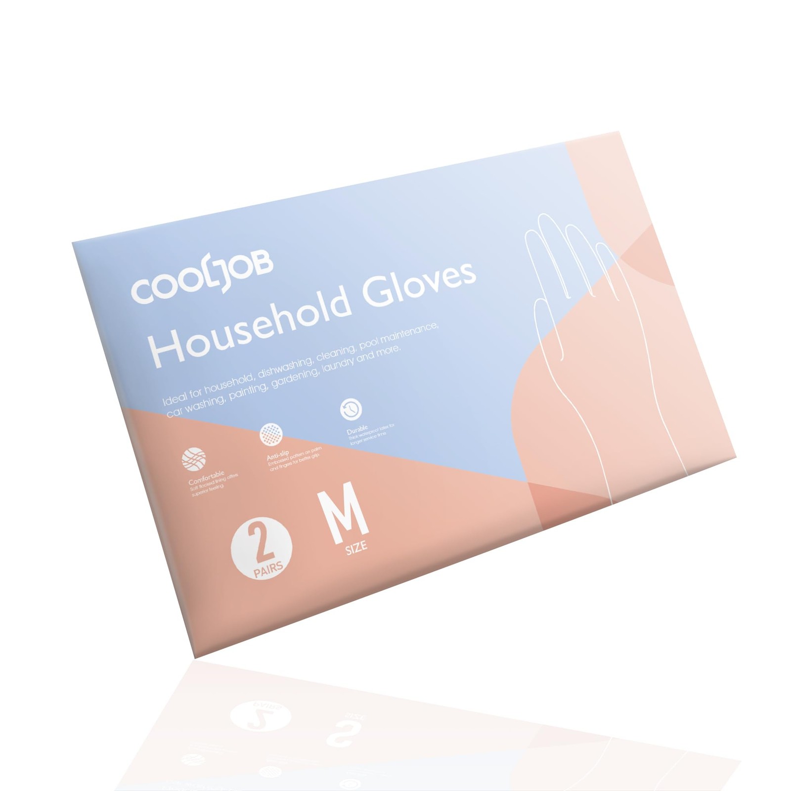 COOLJOB 2 Pairs Thickened Rubber Gloves Medium (Pack of 2), Orange & Blue
