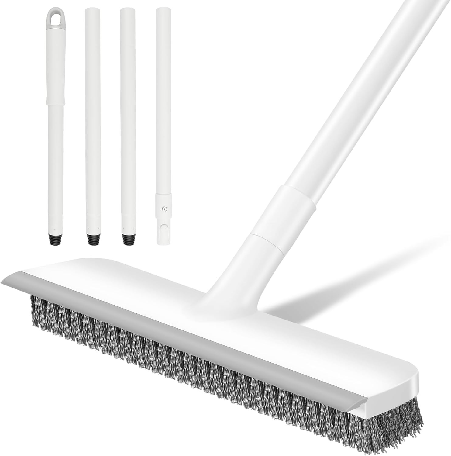 2 In 1 Floor Scrub Brush With Scraper Adjustable Handle Heavy Duty Cleaning