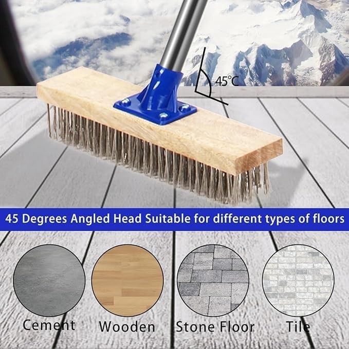 Stainless Steel Deck Brush 57-Inch Heavy Duty Scrubber for Concrete Pool Pati…