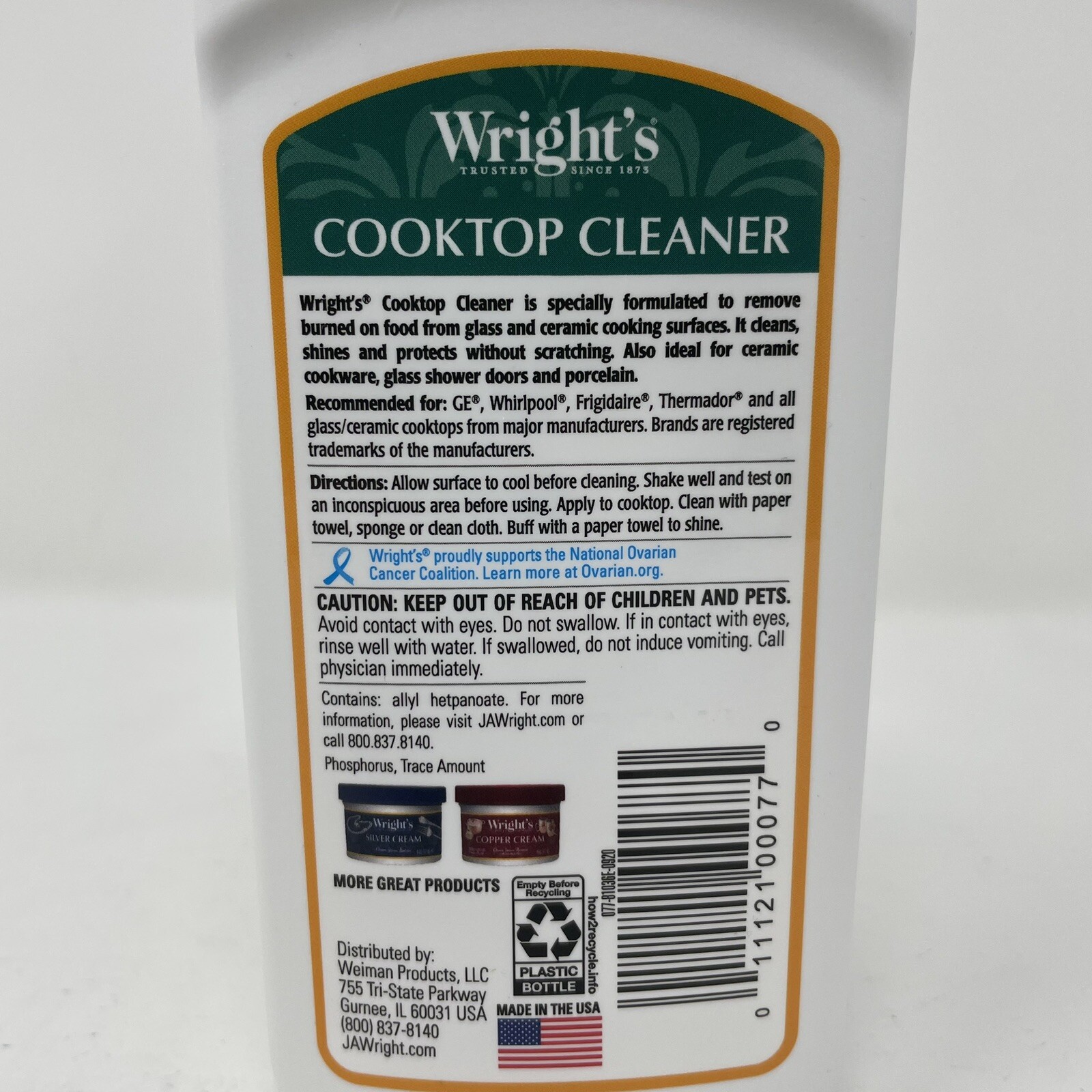 Wright’s Cooktop, Ceramic, & Glass Cleaner Cream Shines & Protects 10oz Lot of 2
