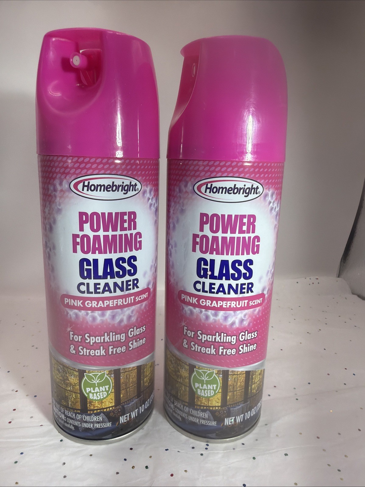 Homebright Power Foaming Glass Cleaner 12oz Pink Grapefruit Scent Streak Free 2