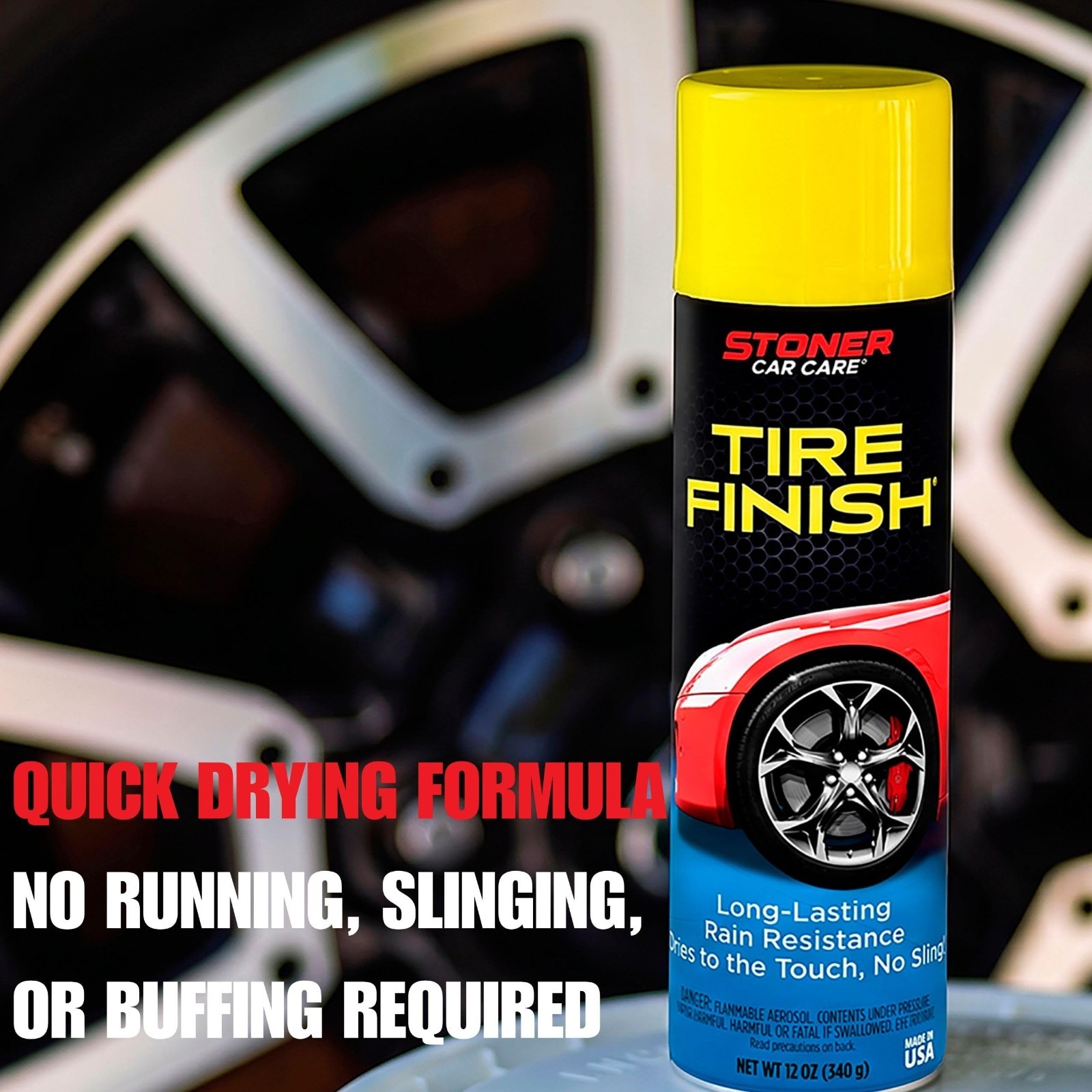 Car Care Shine Tire Finish – Spray Restores Deep Matte Black Finish– 12 oz (6PK)