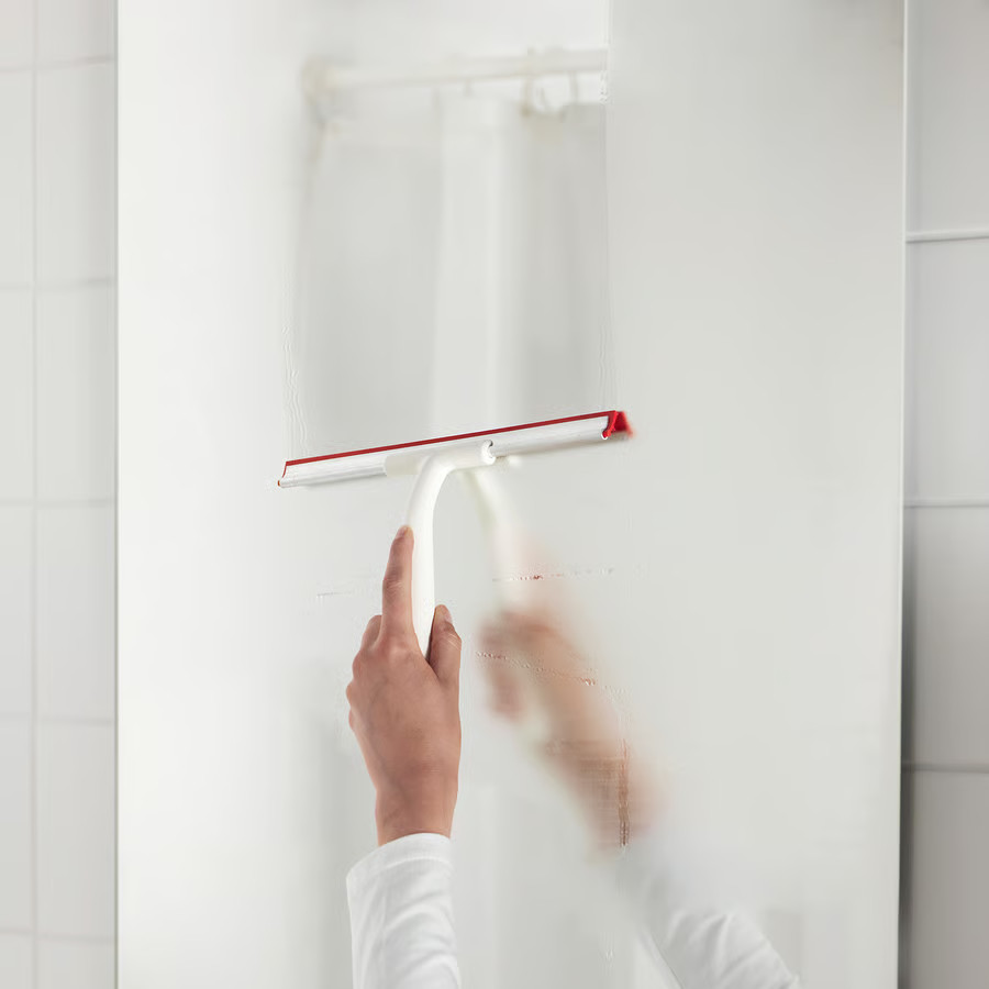 2x IKEA LILLNAGGEN Shower Squeegee Window Squeegee Glass Cleaning Red & White