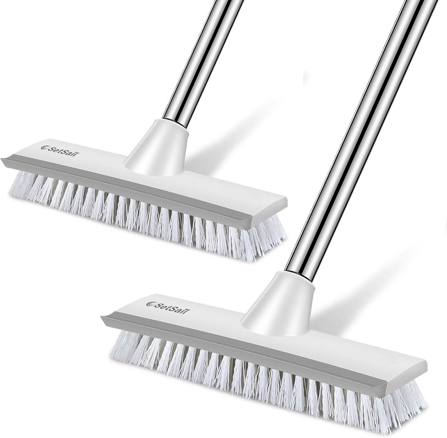 2 In 1 Floor Scrub Brush With Scraper Adjustable Handle Heavy Duty Cleaning