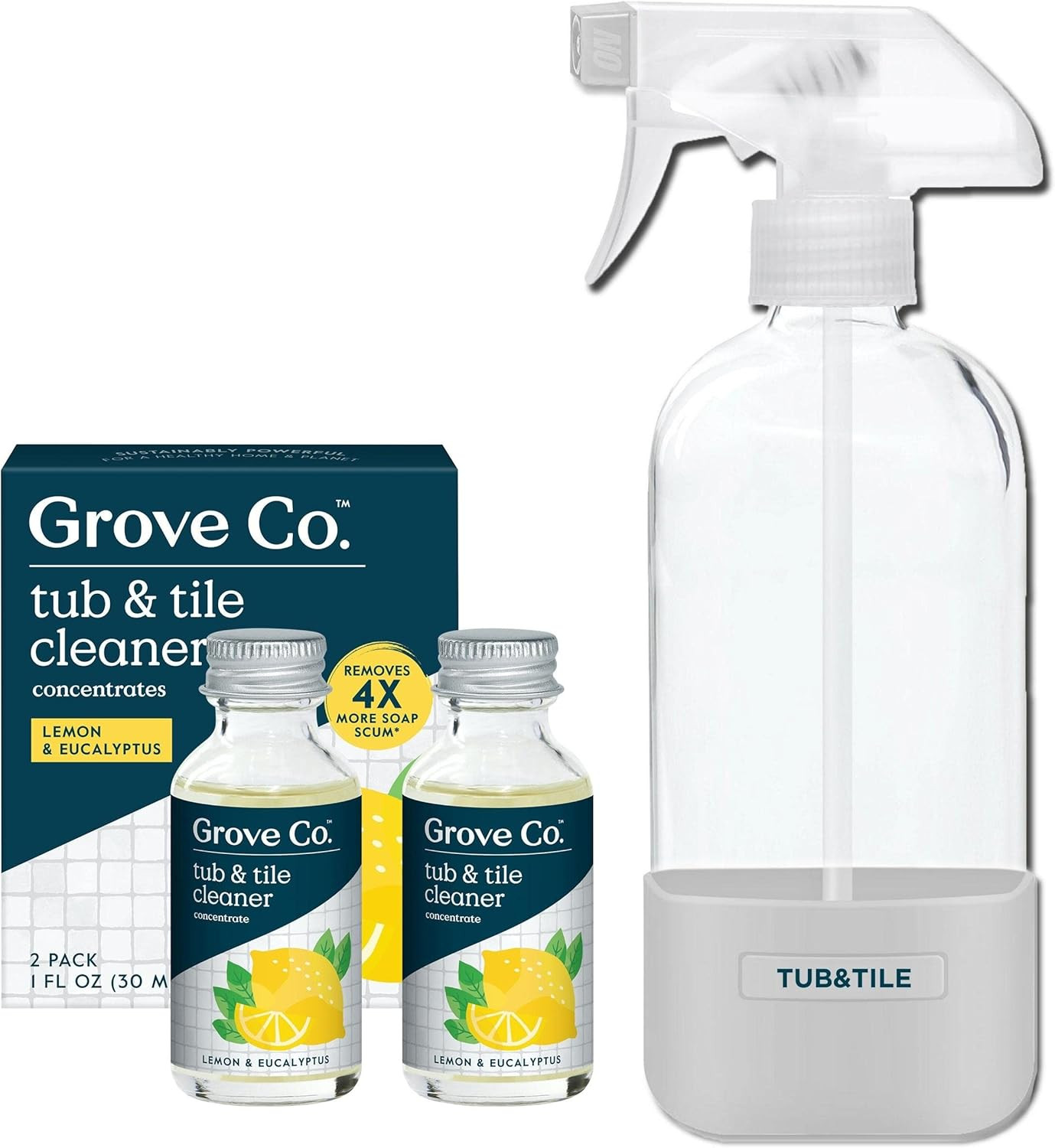 Tub and Tile Cleaner Refill Concentrate (2 X 1 Fl Oz) + 1 X Reusable Glass Spray