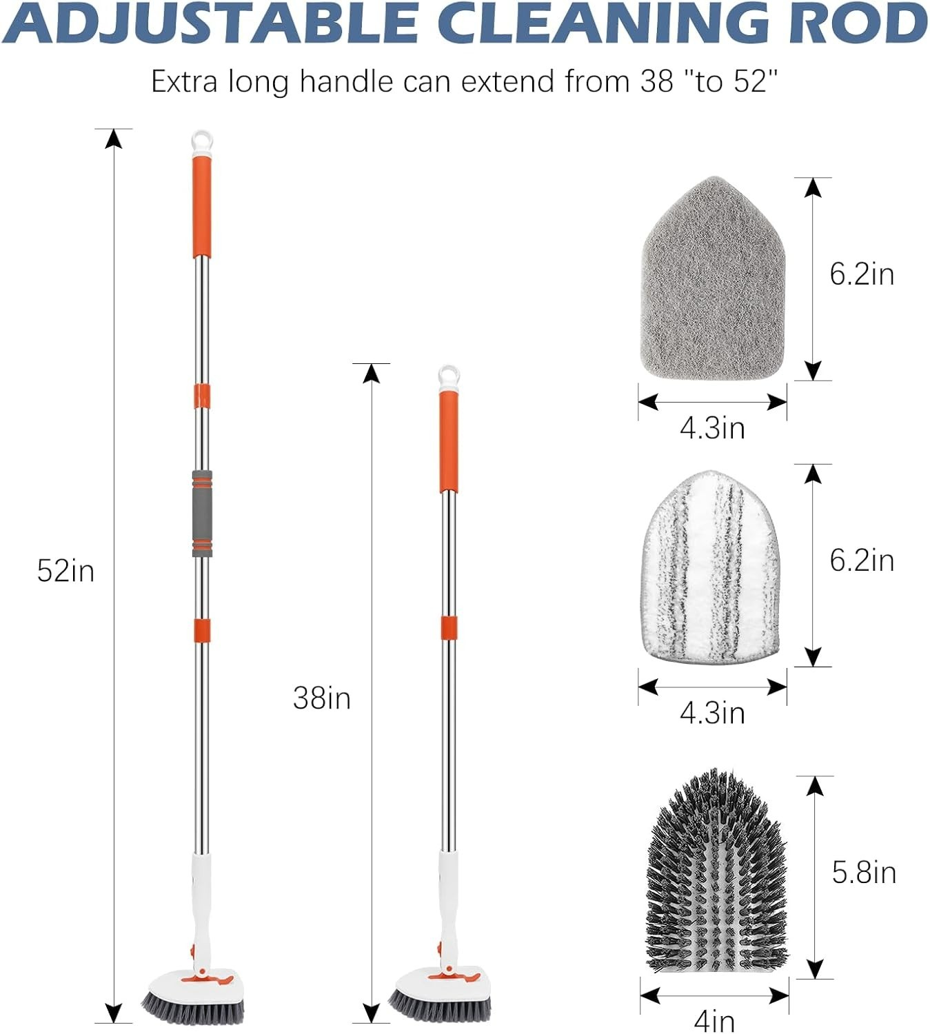Ergonomic 52-Inch Tub Scrubber Brush with Non-Slip Grip for Ultimate Comfort