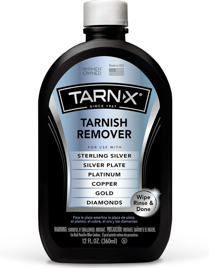 Tarnish Remover for Jewelry & Silverware, 12 Ounce Liquid Cleaner Bottle