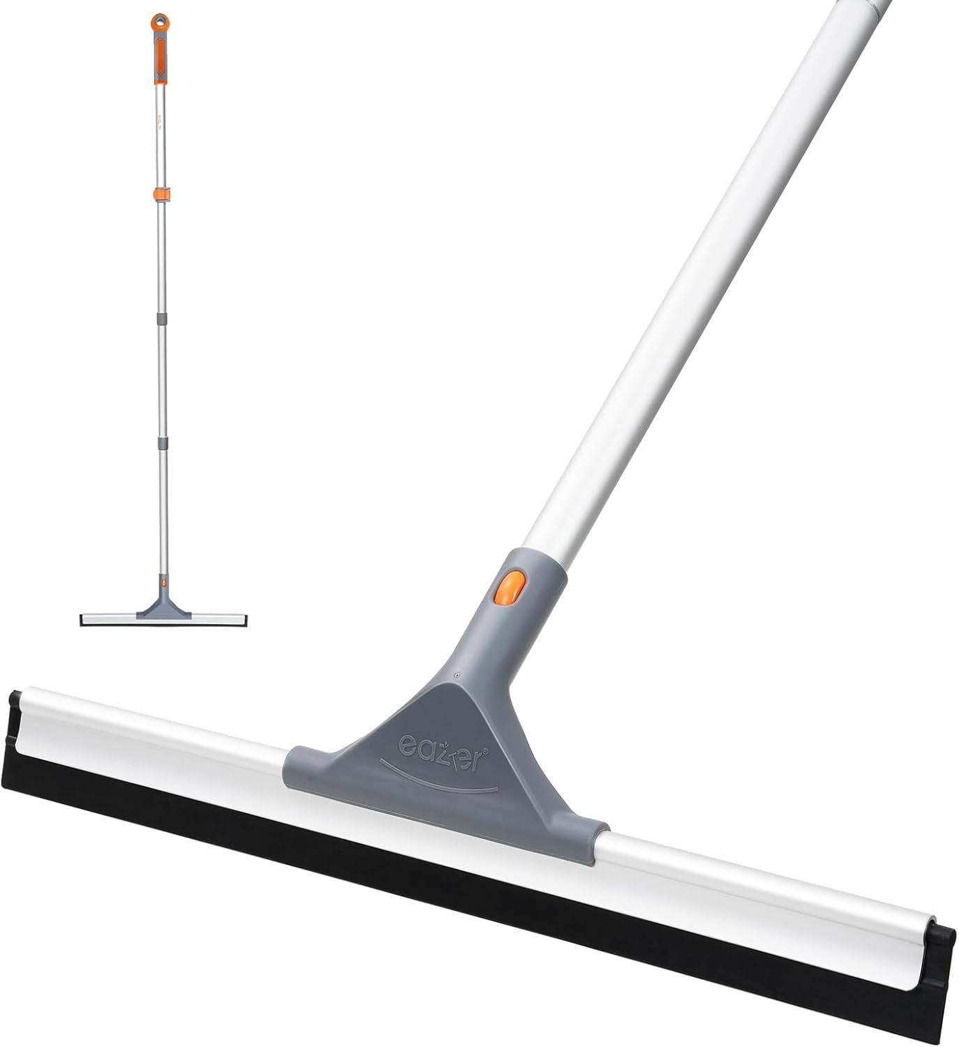 Eazer Floor Squeegee Broom: Heavy Duty Scrubber with Extendable 60” Aluminum Po