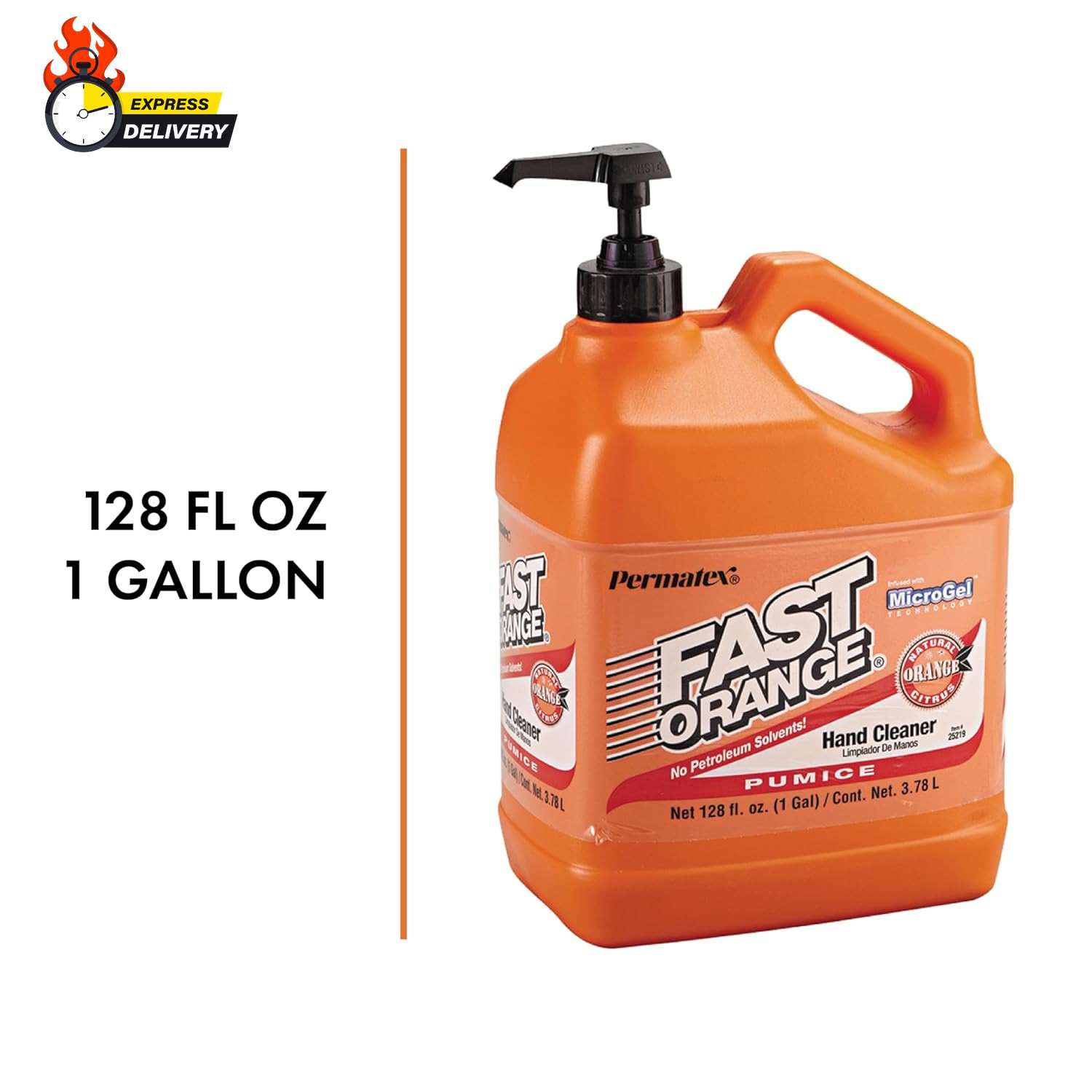 25219 Fast Orange Pumice Lotion Hand Cleaners, Citrus, Bottle with Pump, 1 Gal,
