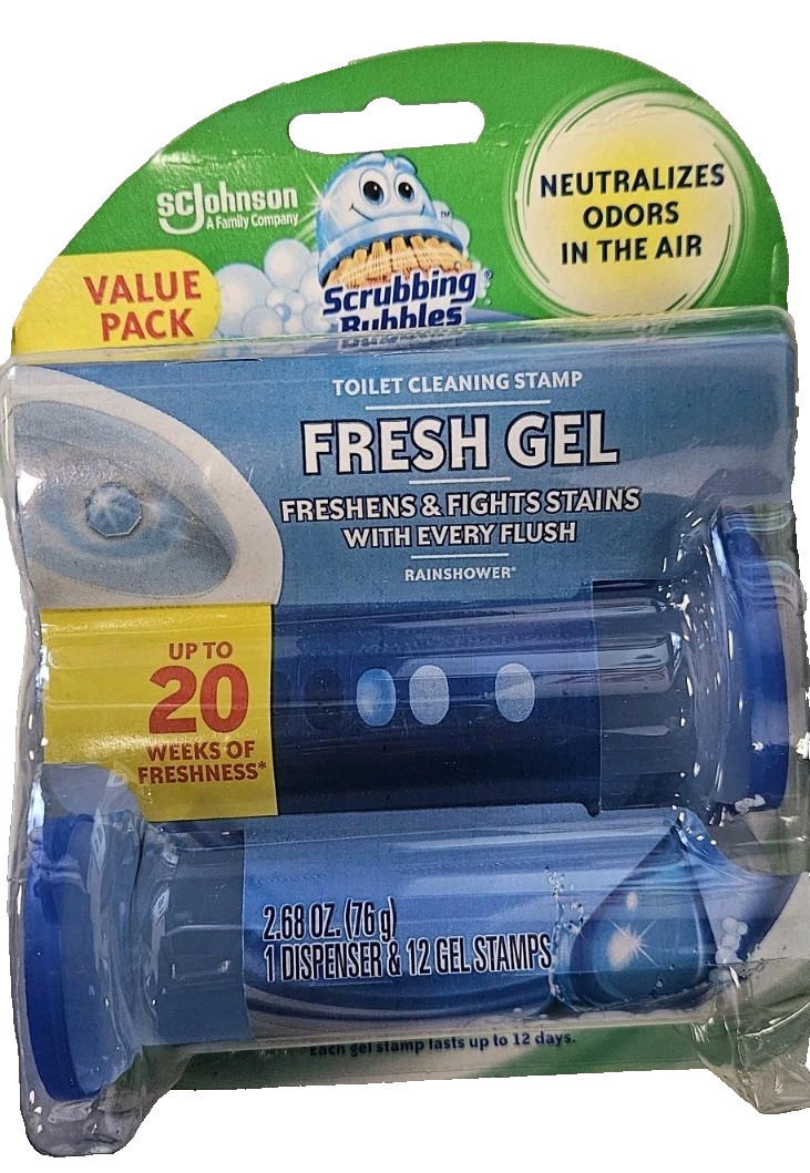 Scrubbing Bubbles Toilet Cleaning Gel Stamps – Rainshower, Pack of 6