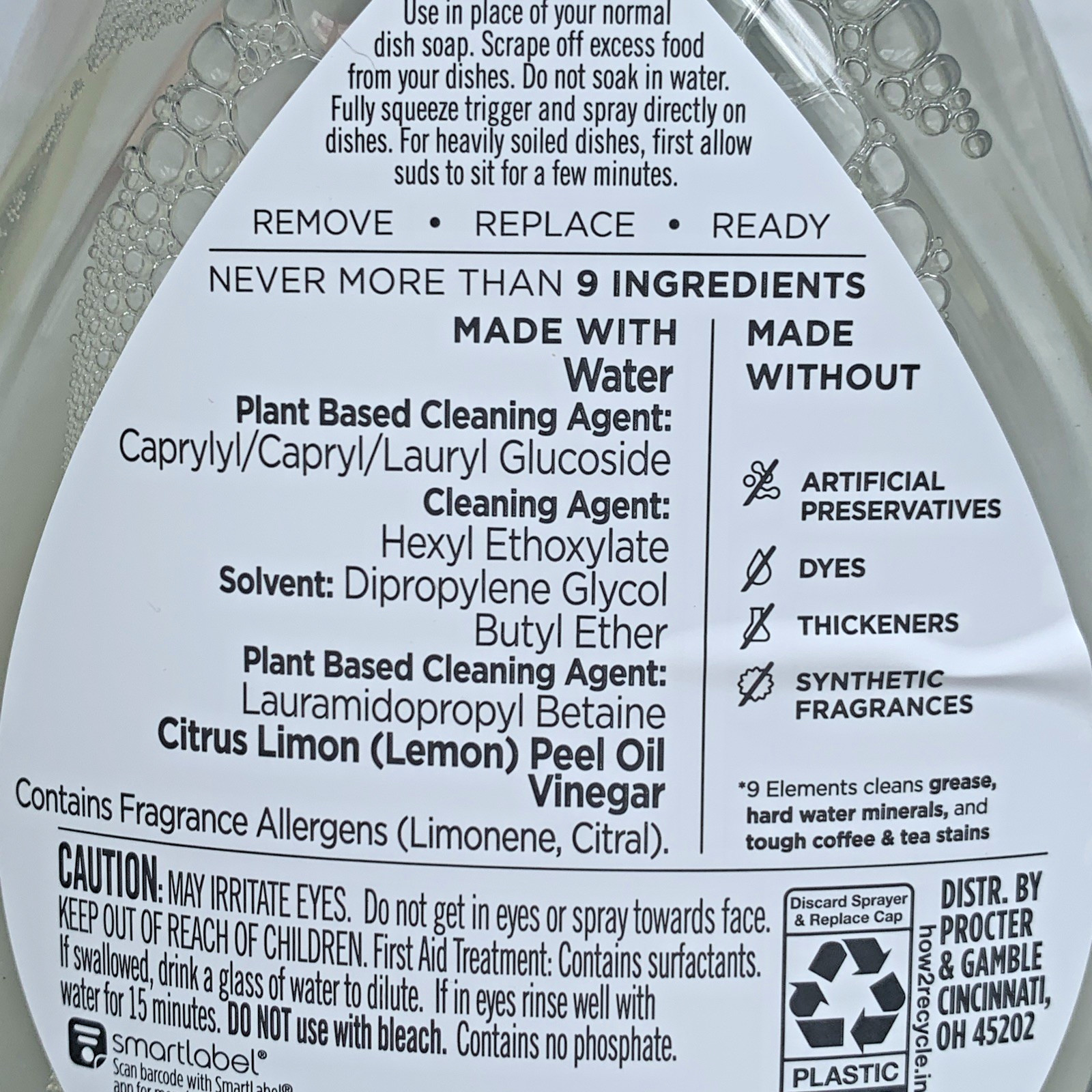 9 Elements Foaming Dish Spray Lemon Scent Refill 16 fl oz