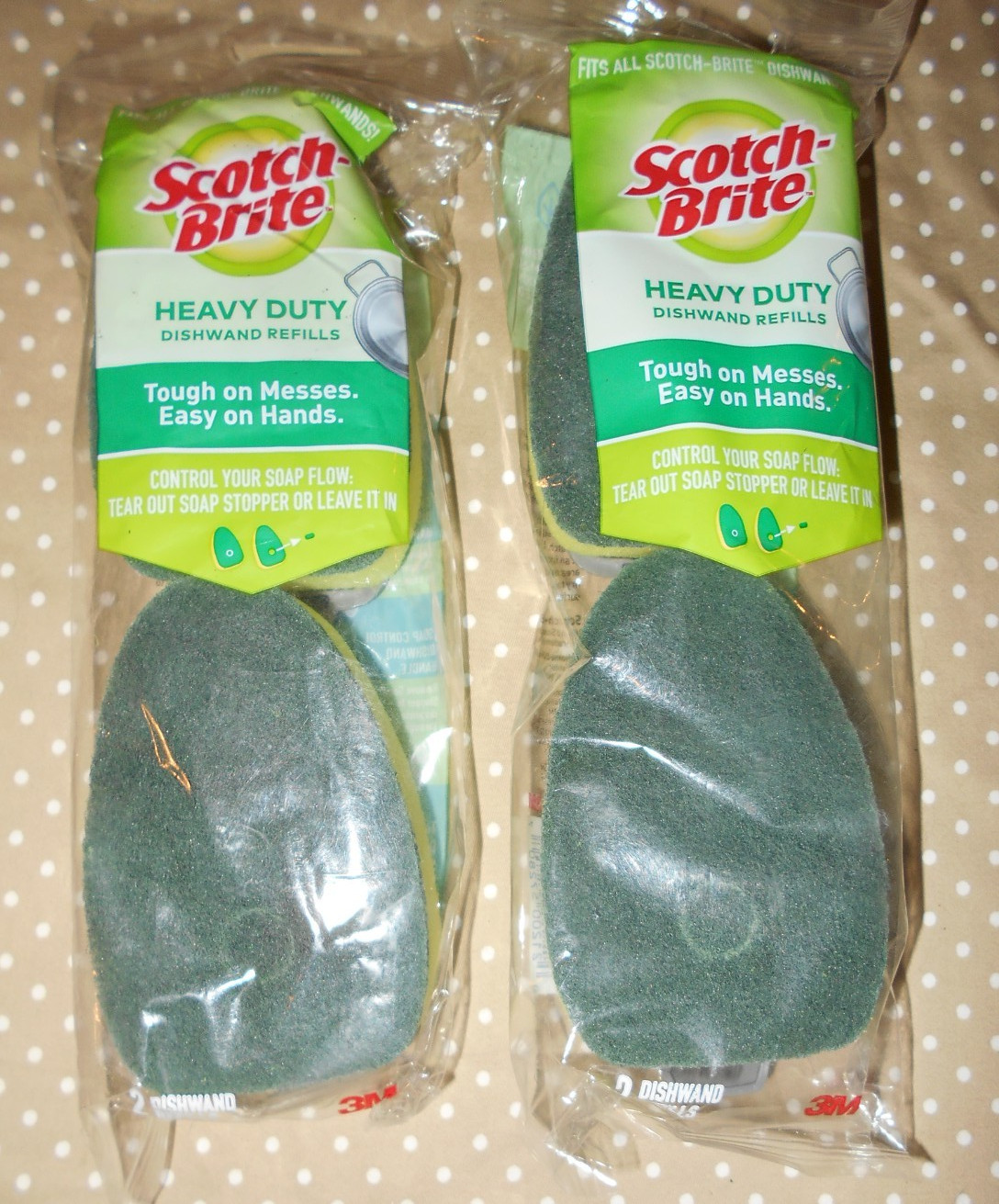 Scotch Brite Heavy Duty Dishwand Refills 3M With Scrubbing 2 bags of 2 =4 Total
