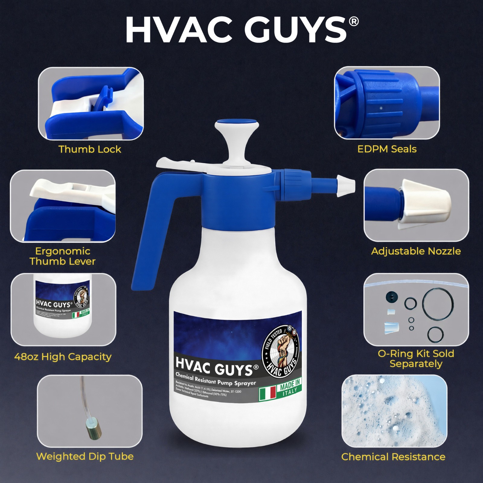 HVAC Guys Dura-Spray Coil Cleaner Pump Sprayer | Handheld Chemical Pump Sprayer