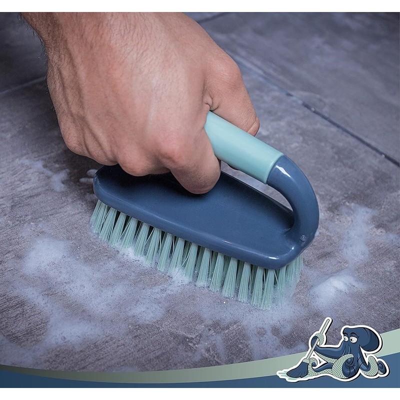 Scrub Brush Shower Cleaning Brush Comfort Grip Stiff Flexible Bristles Bathroom
