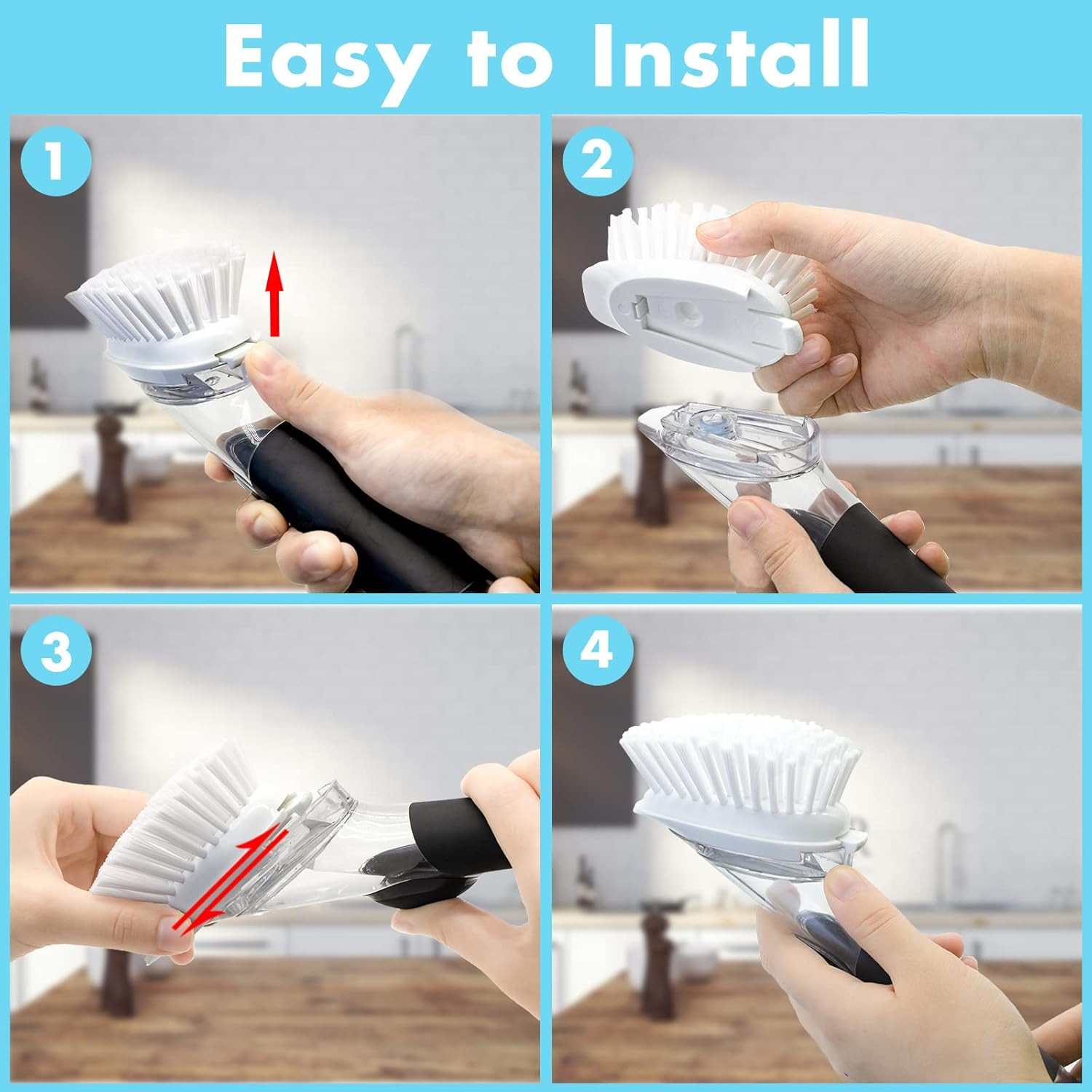 Dish Brush Refill, 4 Pack Dish Brush Replacement Head for OXO Dish Brush, Brush