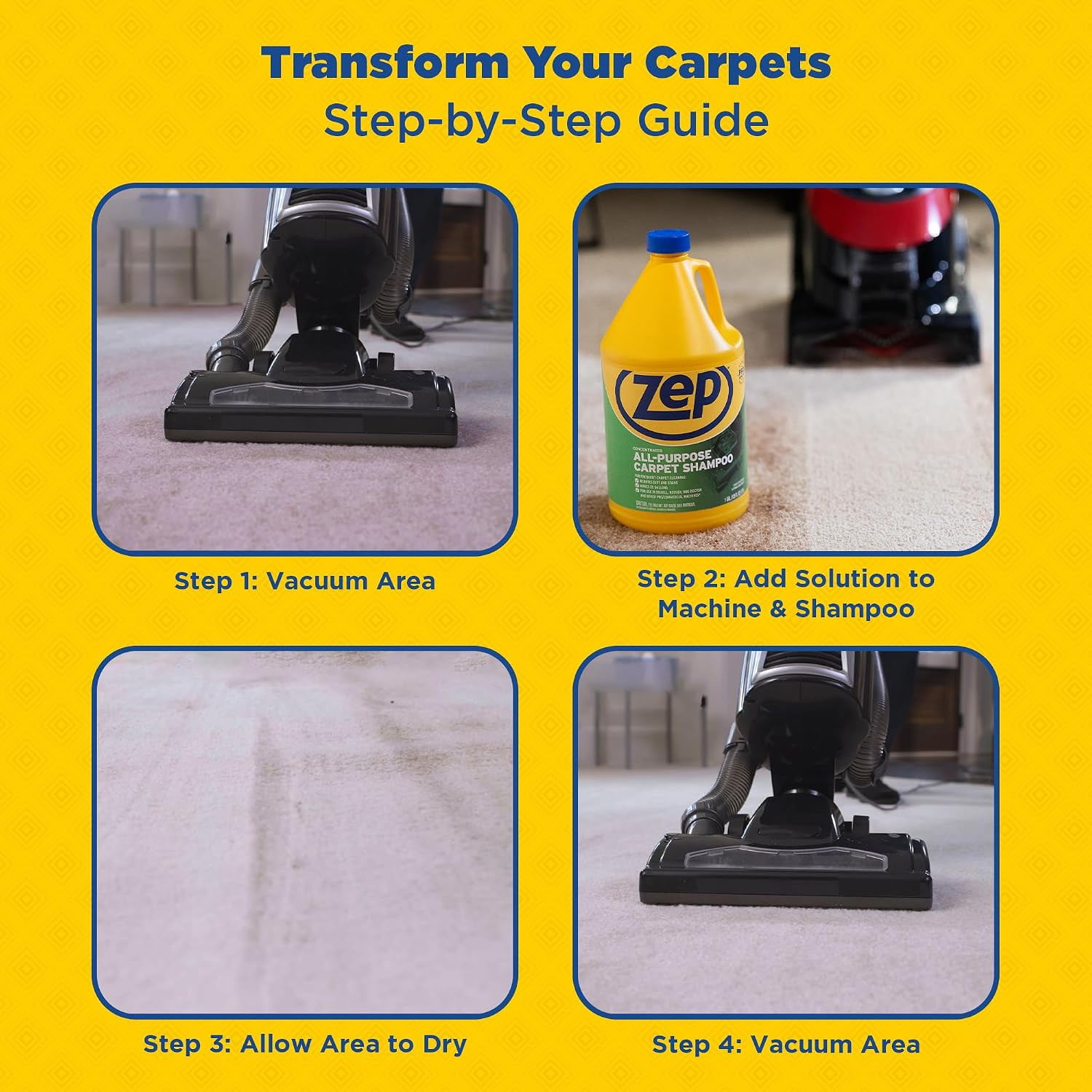 Zep All-Purpose Carpet Shampoo Concentrate Cleaner – 1 Gallon – ZUCEC128 – Profe