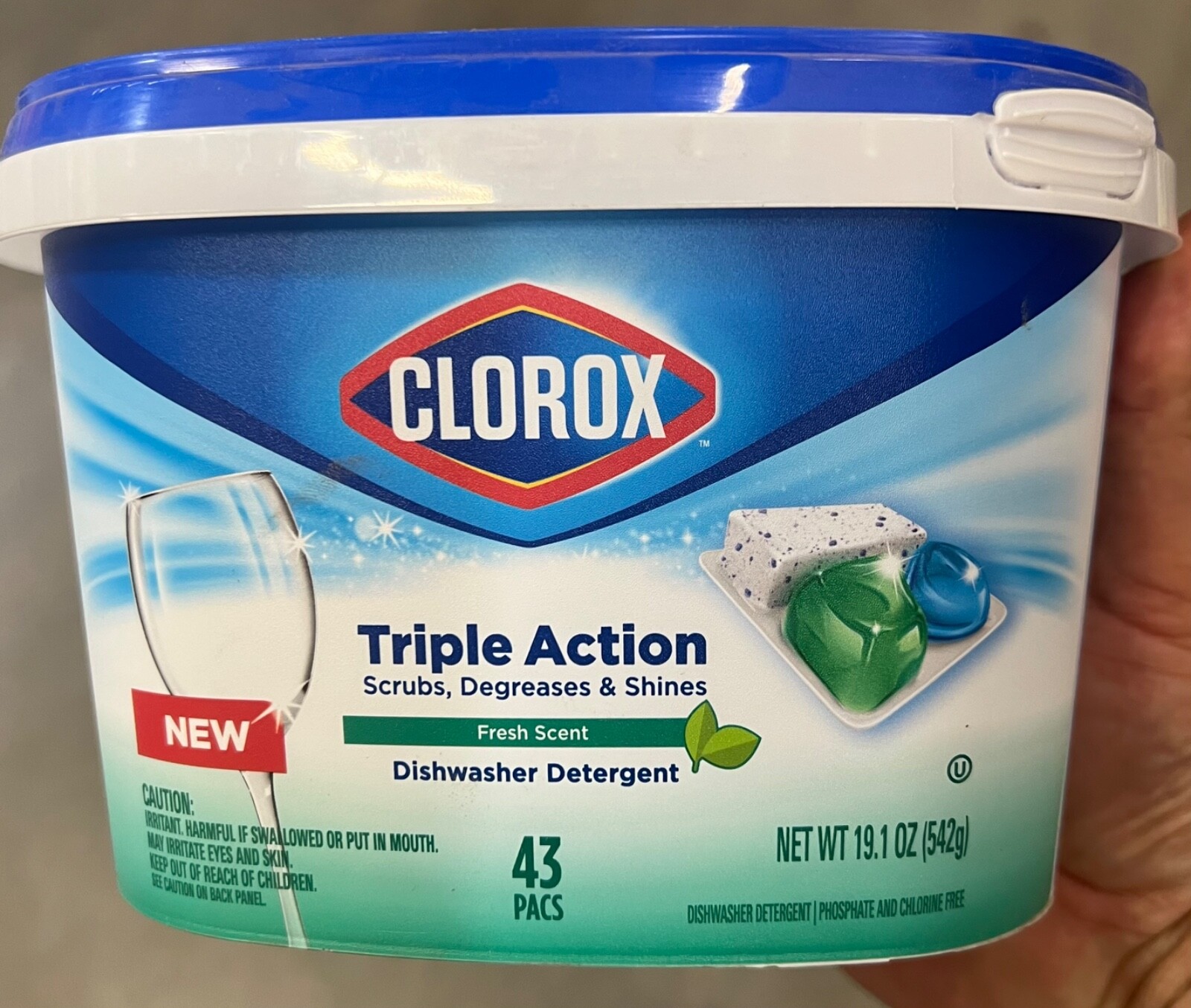 129 Pods (3 qty)Total Clorox Triple Action Dishwasher Detergent Pods Fresh Scent