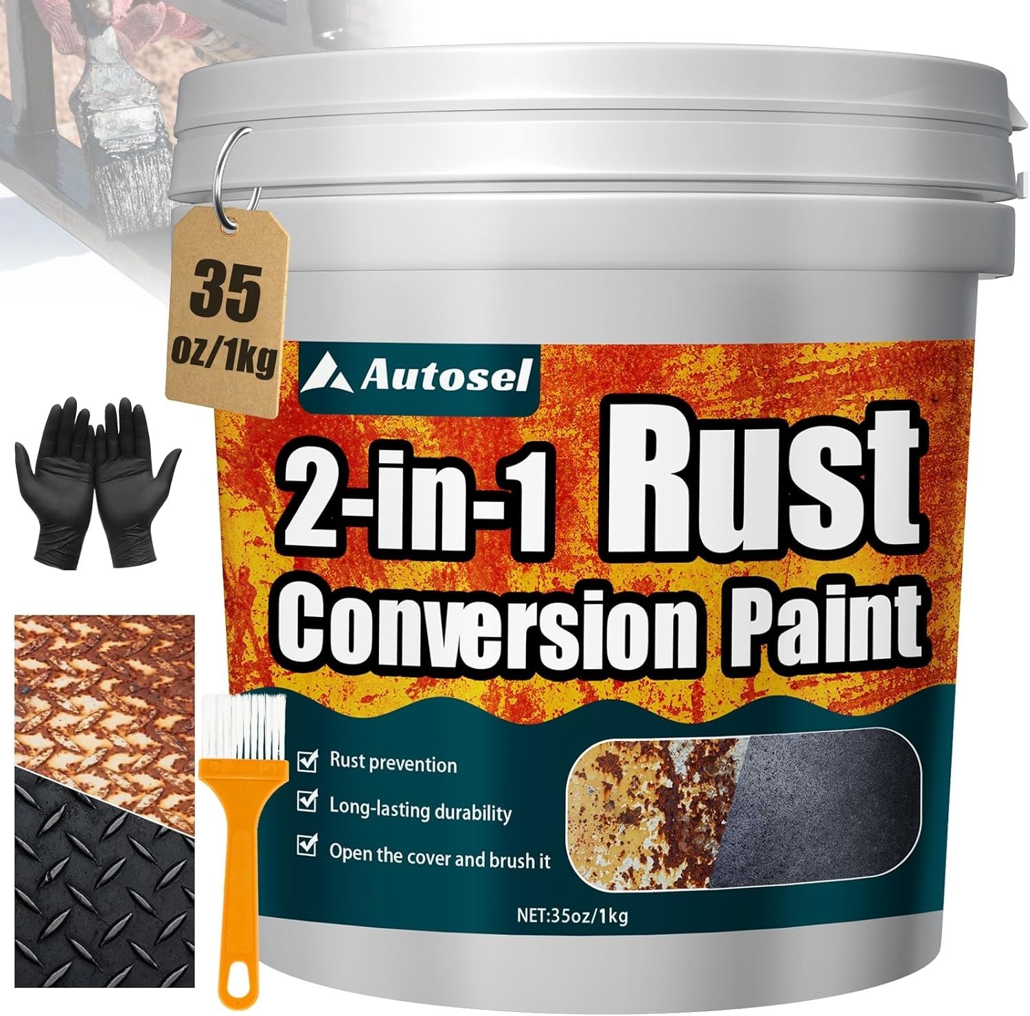 2-In-1 Rust Converter & Metal Primer 35Oz Black – Rust Inhibitor Paint for Metal