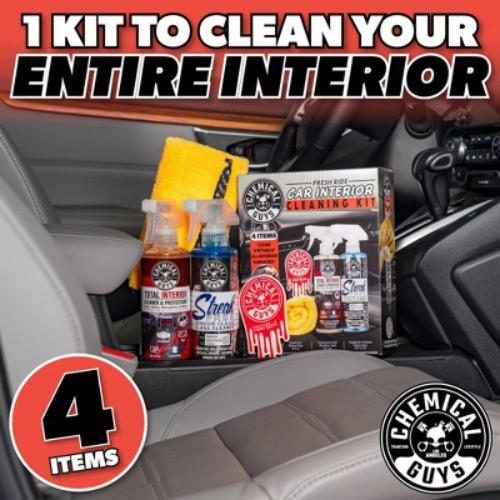 Chemical Guys 4pc Interior Essentials: Liquid Automotive Cleaning Kit for Car