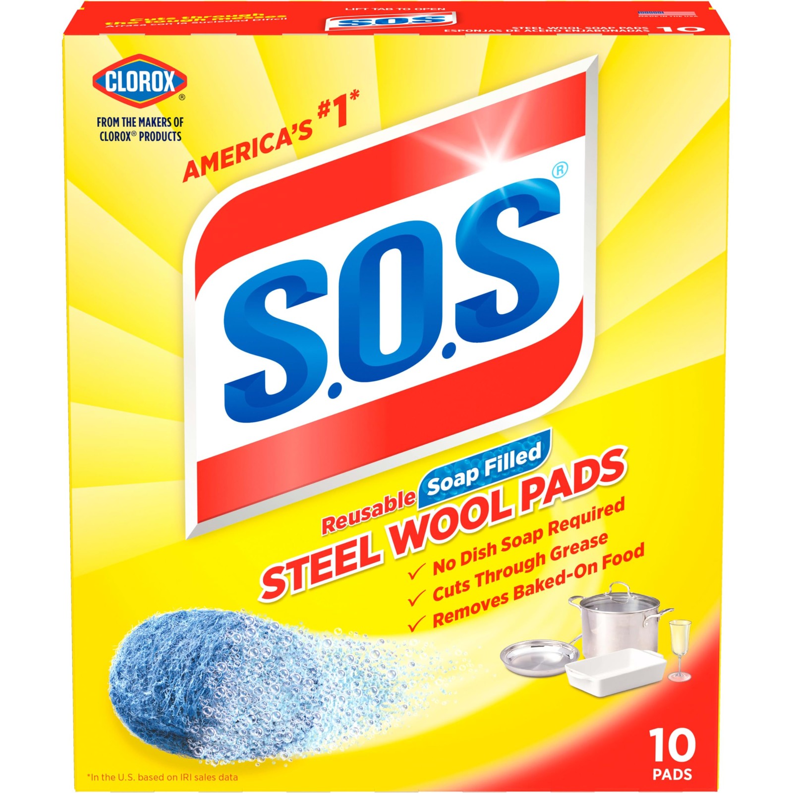 Steel Wool Soap Pads 10 Count Heavy Duty Cleaning Pads for Tough Messes