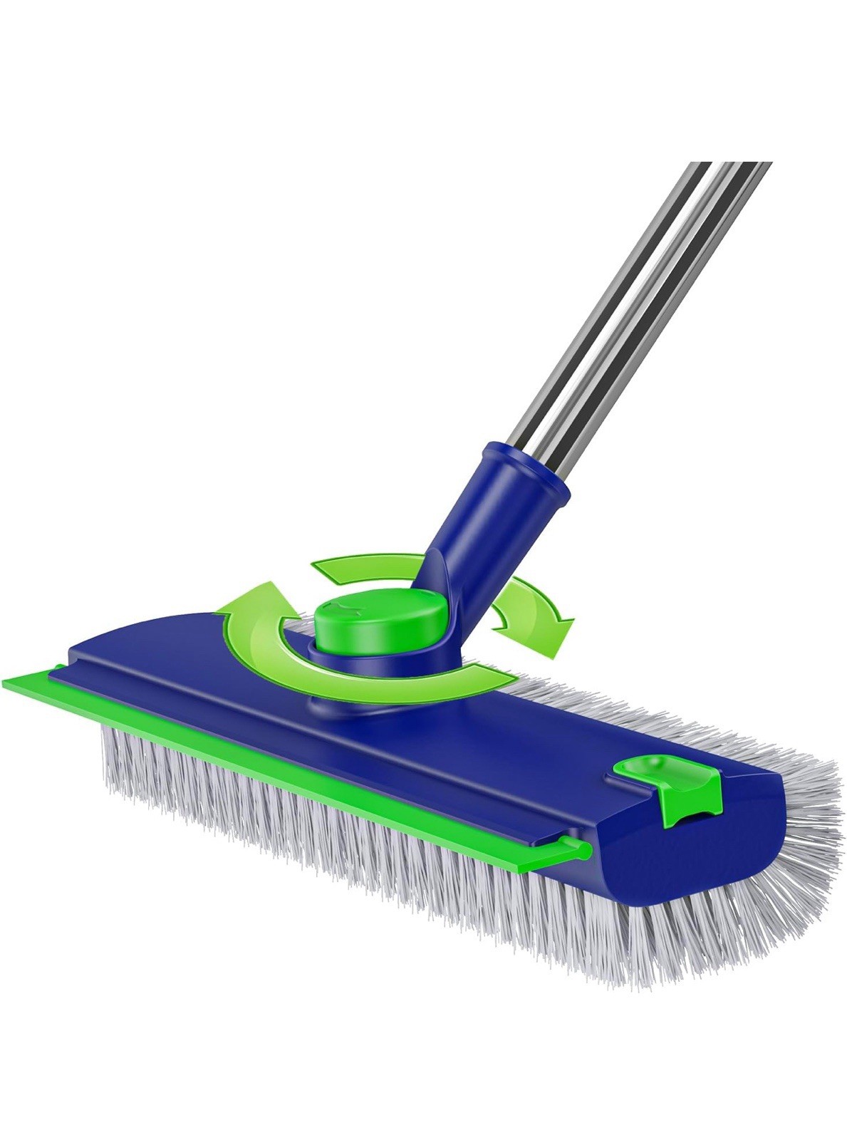 Floor Scrub Brush with Long Handle: 3 in 1 Heavy-Duty Scrubber Squeegee