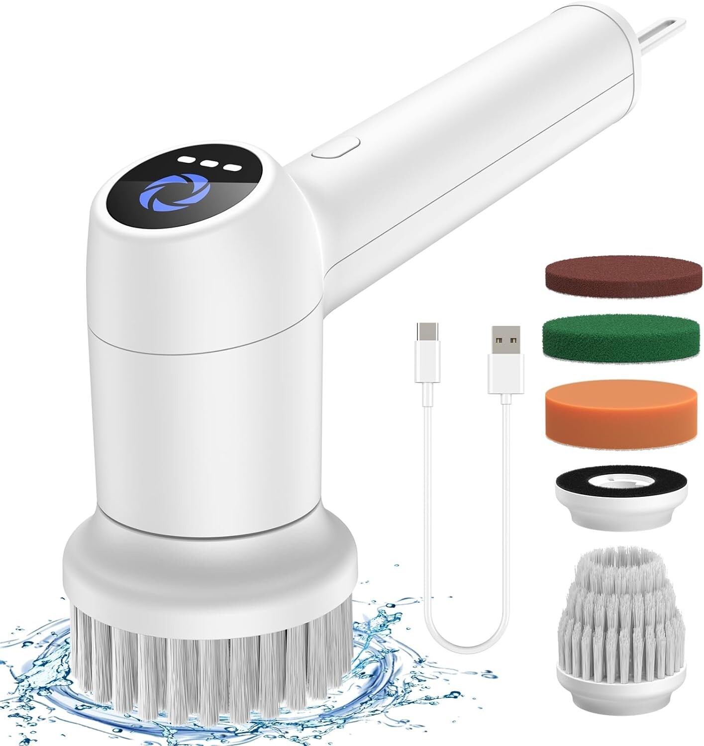 Electric Spin Scrubber Cordless Tub and Tile Scrubber, with 5 Replaceable Heads