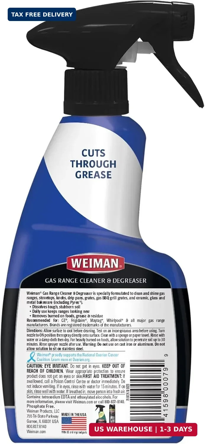 Weiman Gas Range Cleaner and Degreaser, Single, Lemon, 1 Count