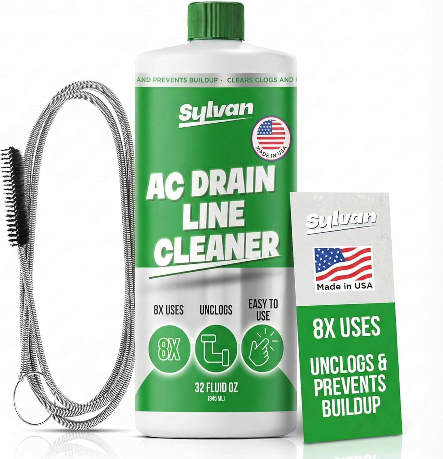 AC Drain Line Cleaner | Free Drain Brush | 32 Oz | 12 Month Supply | US Made | U