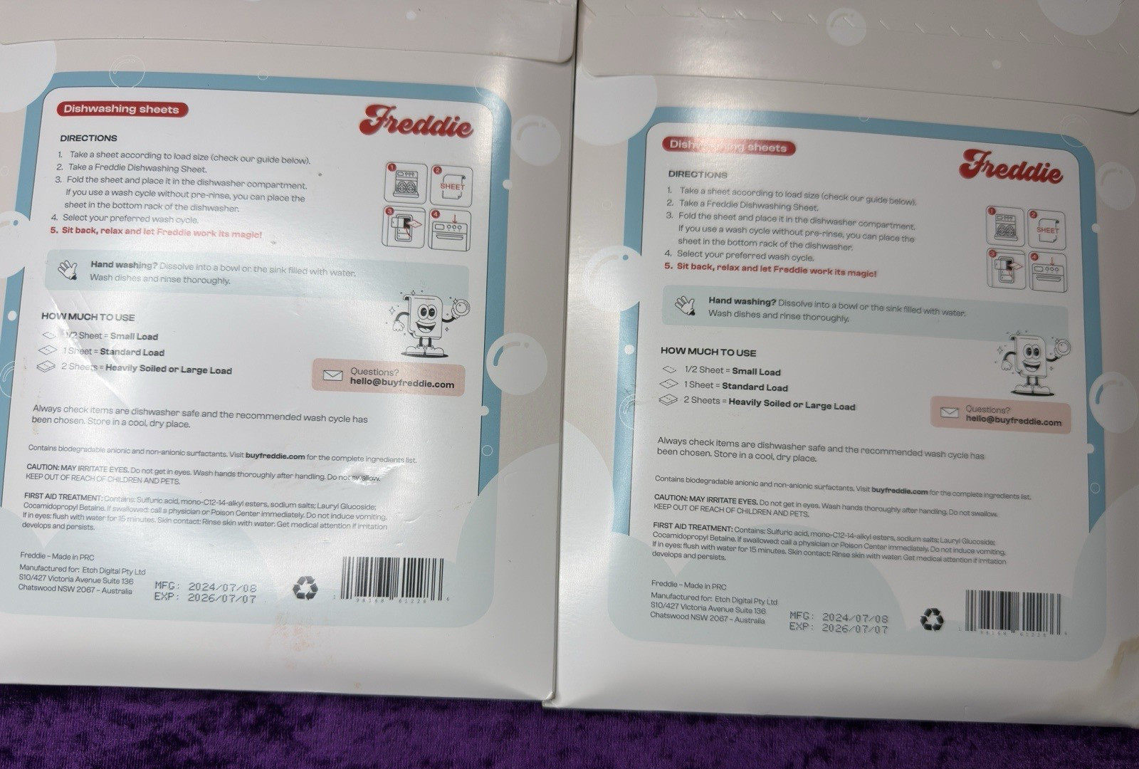 Freddie Dishwashing Sheets Lot Of 3 Packs Total 90 Sheets/ 180 Cycles
