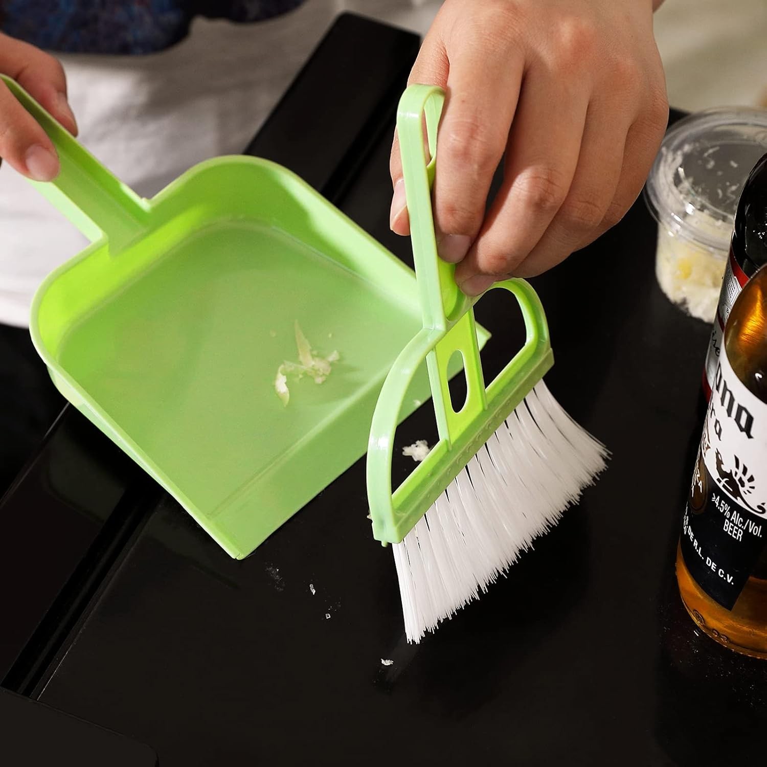 Loutor Mini Hand Broom and Dustpan Set Small Dust Pans with Brush Set