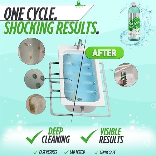 Jetted Tub Cleaner 16 oz Liquid Deep Clean 4 Uses Bathtub Jacuzzi Whirlpool