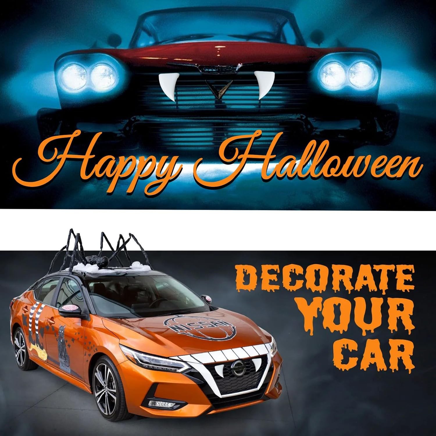 Halloween Decoration Car Teeth for Cars, Truck, or SUV, Vampire Fangs Teeth for